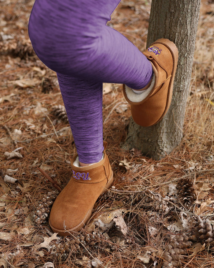 LSU Tigers Womens Team Logo Fuzzy Fan Boot FOCO - FOCO.com