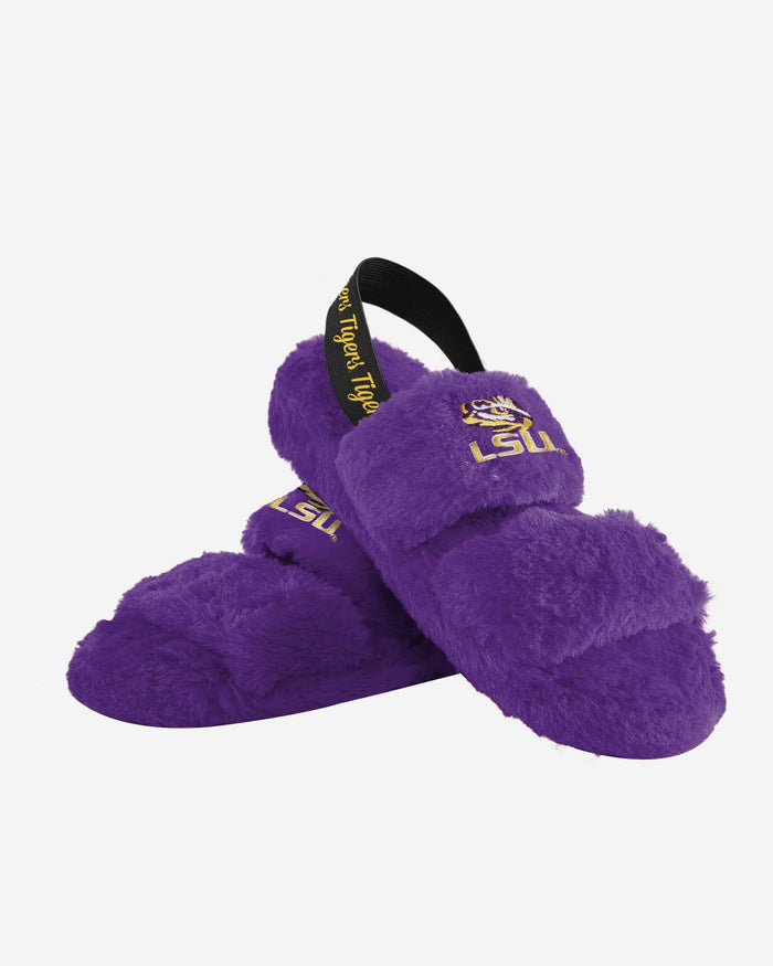 LSU Tigers Womens Heel Strap Wordmark Fur Slide FOCO - FOCO.com