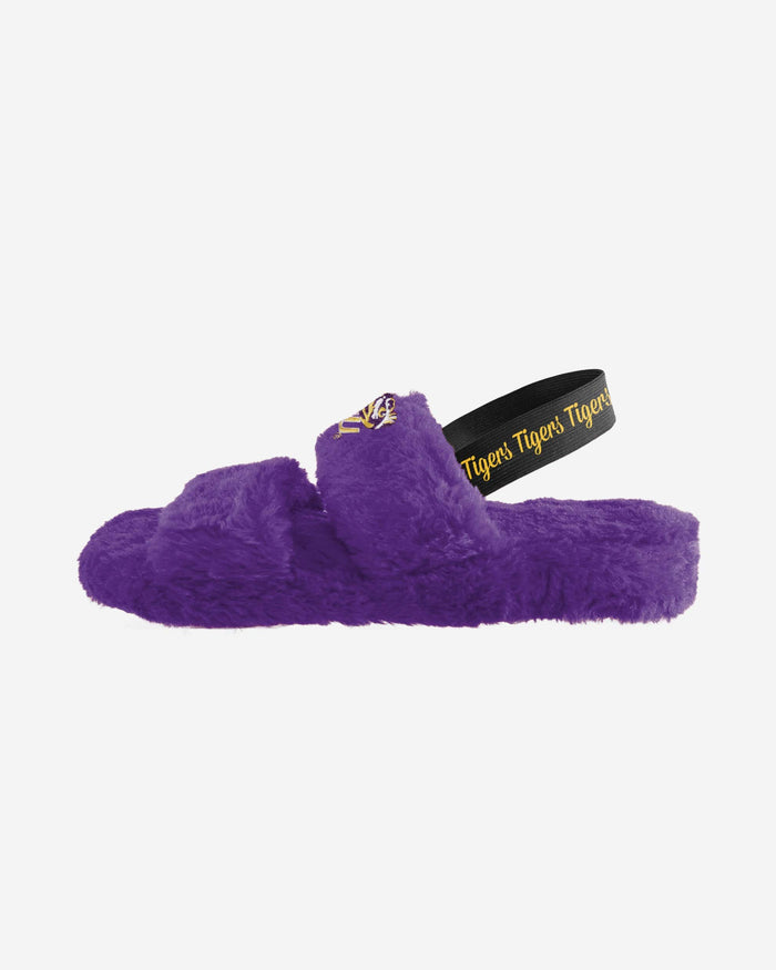 LSU Tigers Womens Heel Strap Wordmark Fur Slide FOCO - FOCO.com