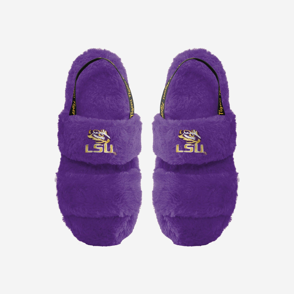 LSU Tigers Womens Heel Strap Wordmark Fur Slide FOCO S - FOCO.com