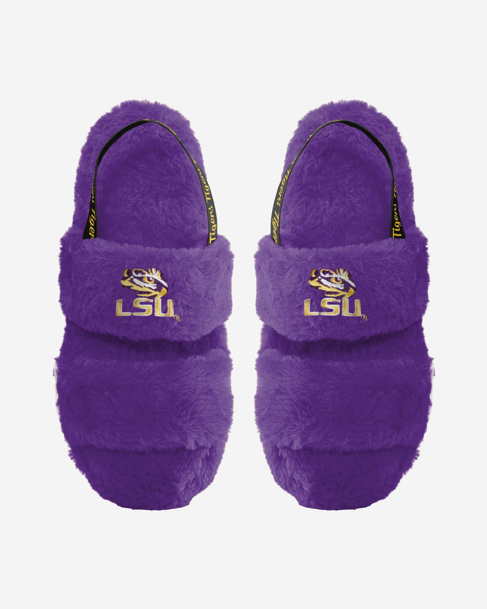 LSU Tigers Womens Heel Strap Wordmark Fur Slide FOCO S - FOCO.com