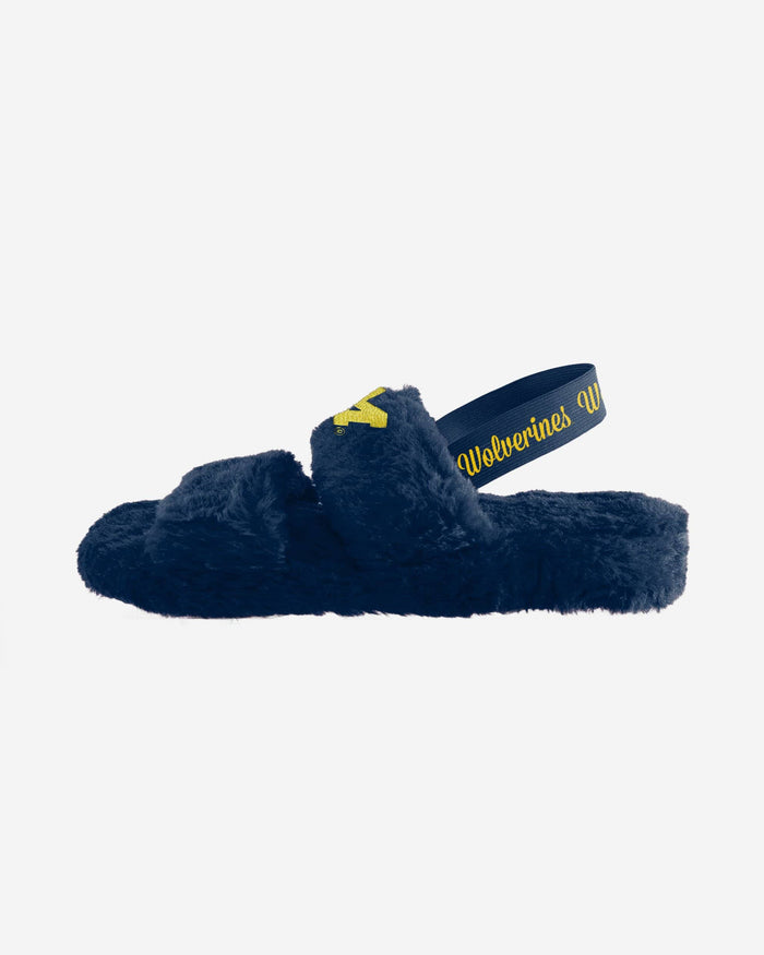 Michigan Wolverines Womens Heel Strap Wordmark Fur Slide FOCO - FOCO.com