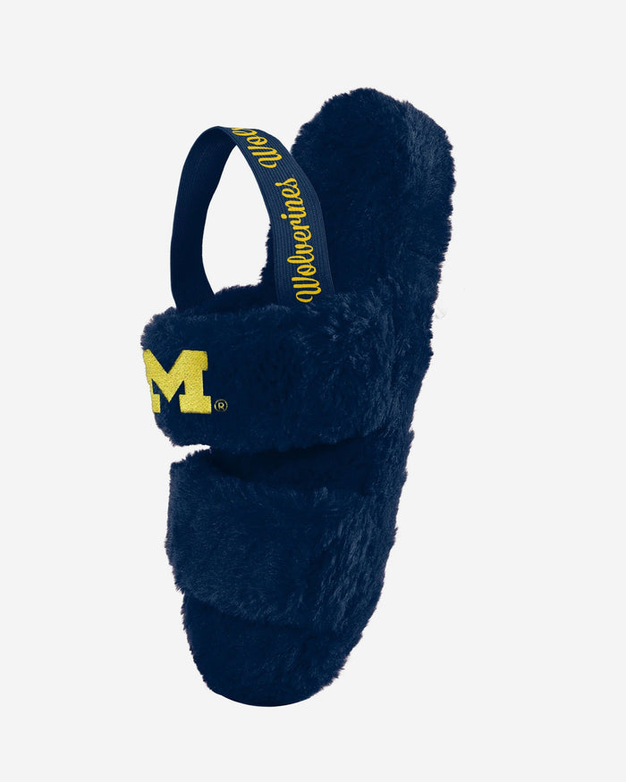 Michigan Wolverines Womens Heel Strap Wordmark Fur Slide FOCO - FOCO.com