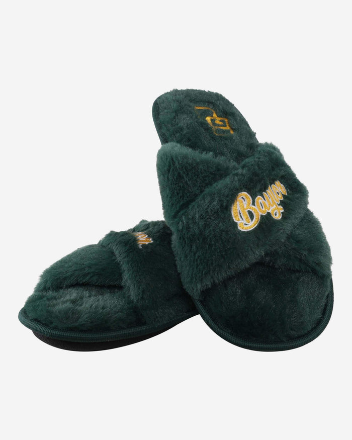 Baylor Bears Womens Script Wordmark Fur Cross Slide FOCO - FOCO.com