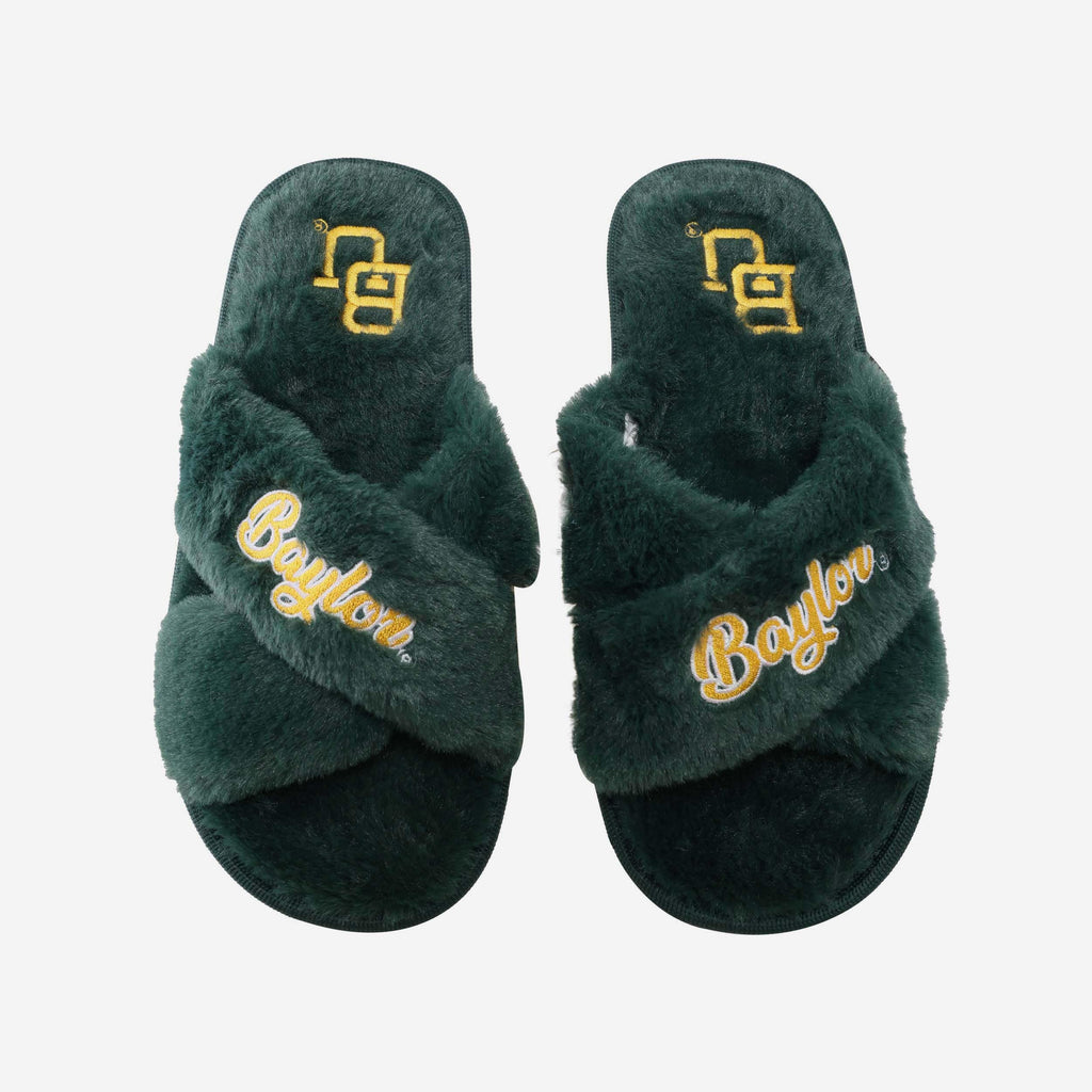 Baylor Bears Womens Script Wordmark Fur Cross Slide FOCO S - FOCO.com