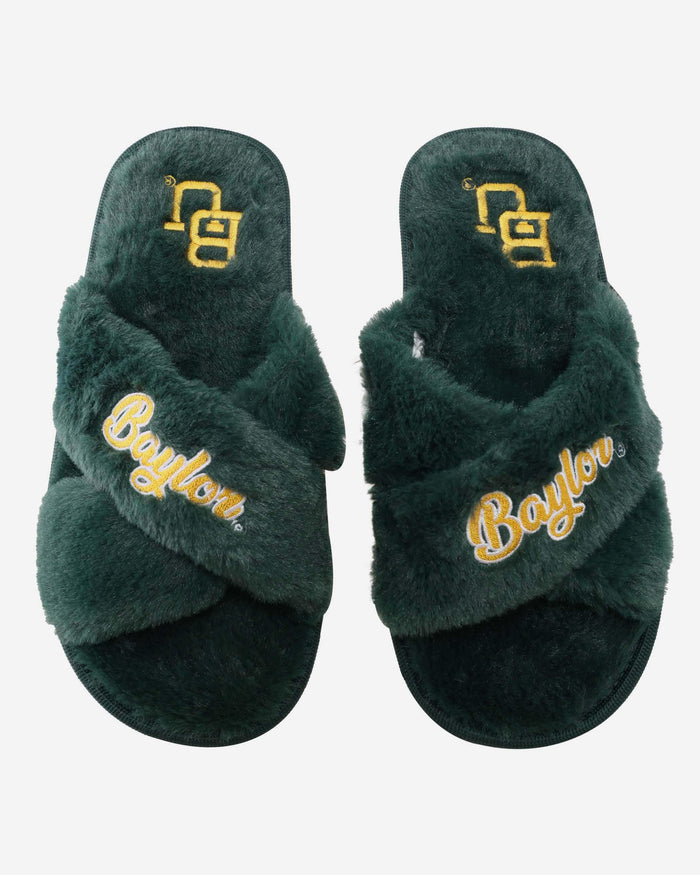 Baylor Bears Womens Script Wordmark Fur Cross Slide FOCO S - FOCO.com