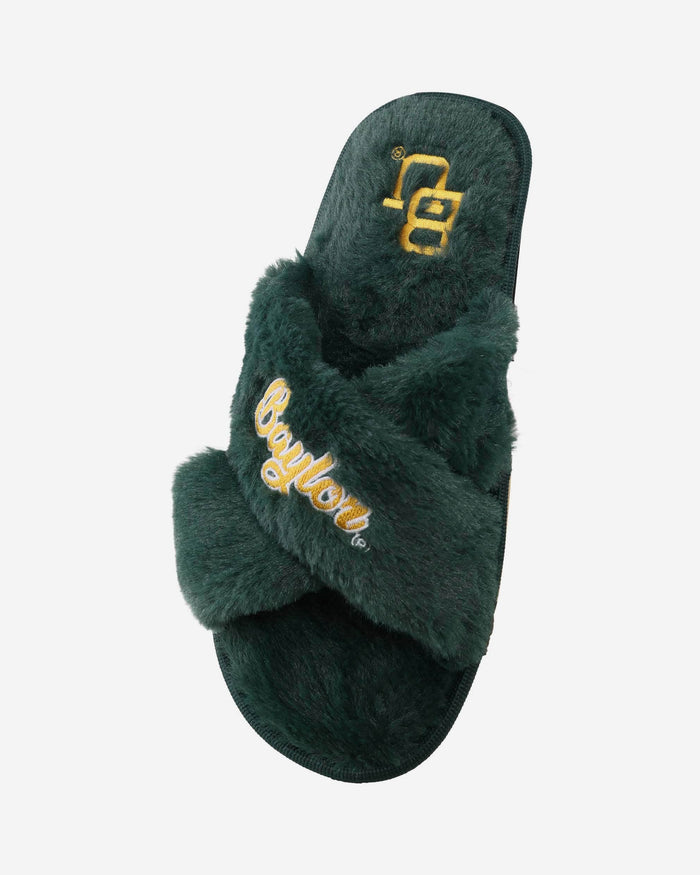 Baylor Bears Womens Script Wordmark Fur Cross Slide FOCO - FOCO.com