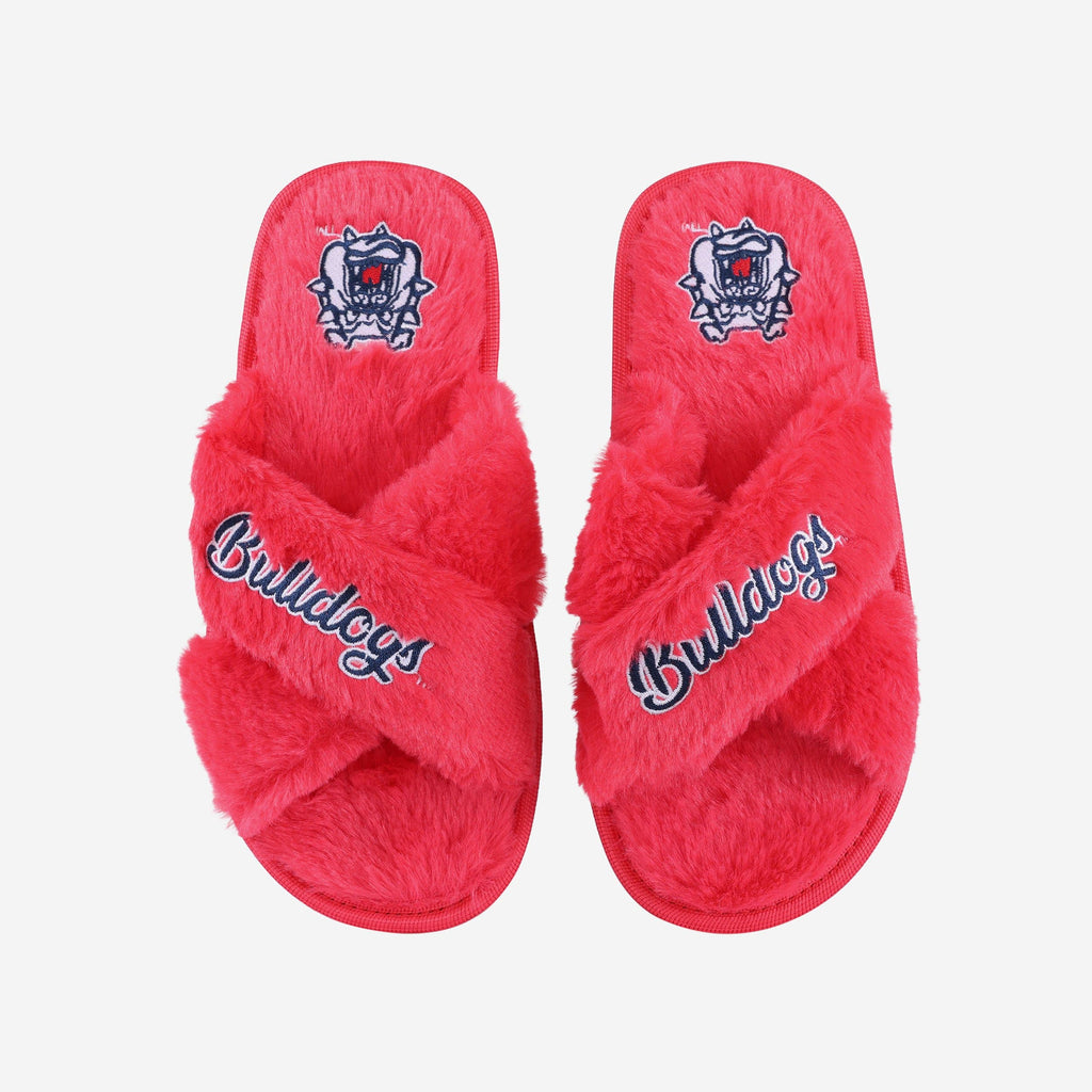 Fresno State Bulldogs Womens Script Wordmark Fur Cross Slide FOCO S - FOCO.com