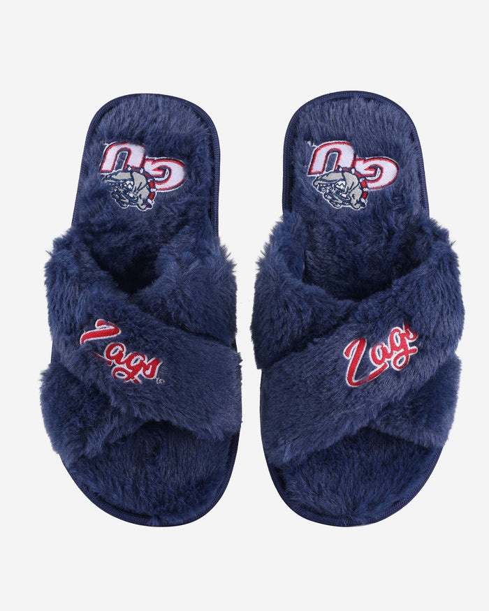 Gonzaga Bulldogs Womens Script Wordmark Fur Cross Slide FOCO S - FOCO.com