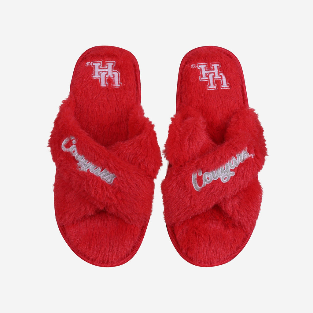 Houston Cougars Womens Script Wordmark Fur Cross Slide FOCO S - FOCO.com