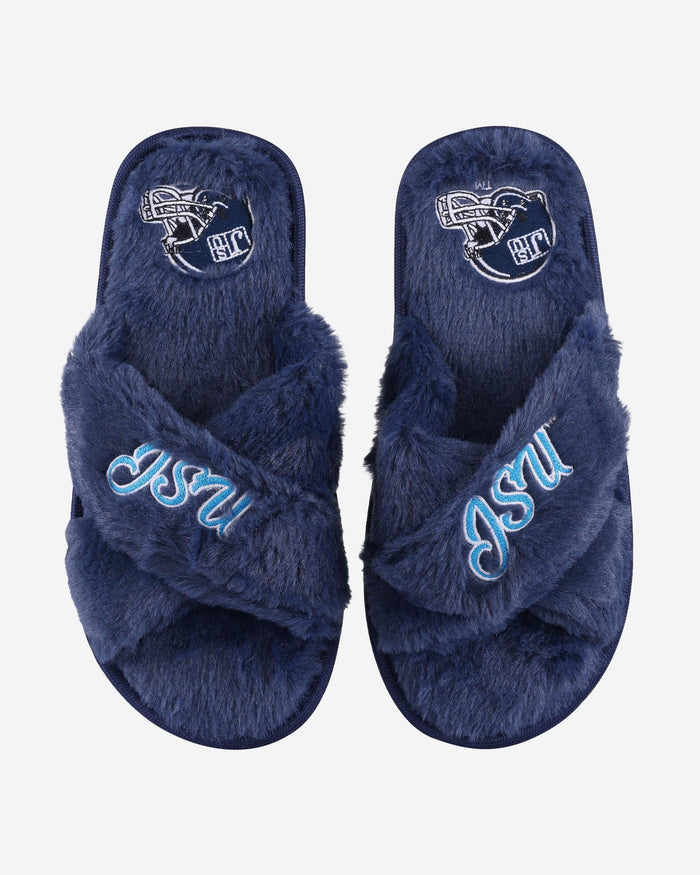 Jackson State Tigers Womens Script Wordmark Fur Cross Slide FOCO S - FOCO.com