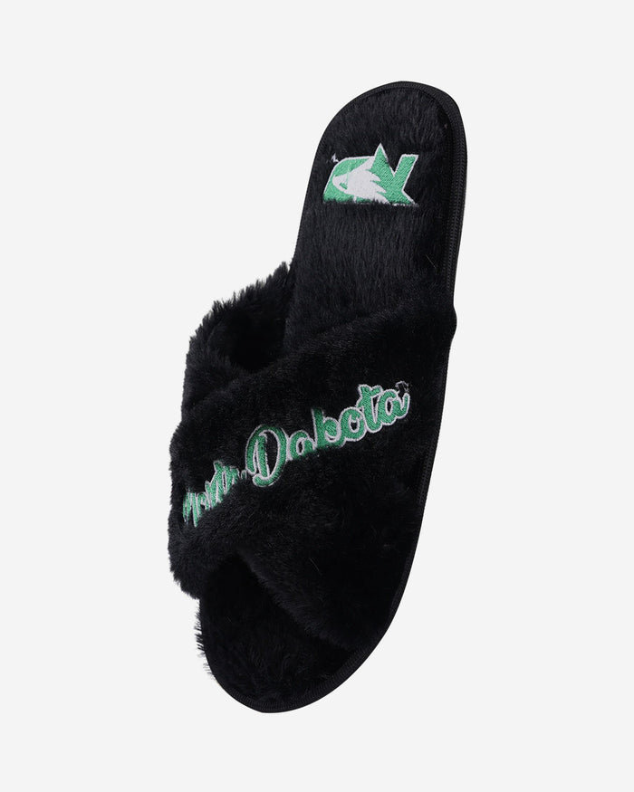 North Dakota Figthting Hawks Womens Script Wordmark Fur Cross Slide FOCO - FOCO.com