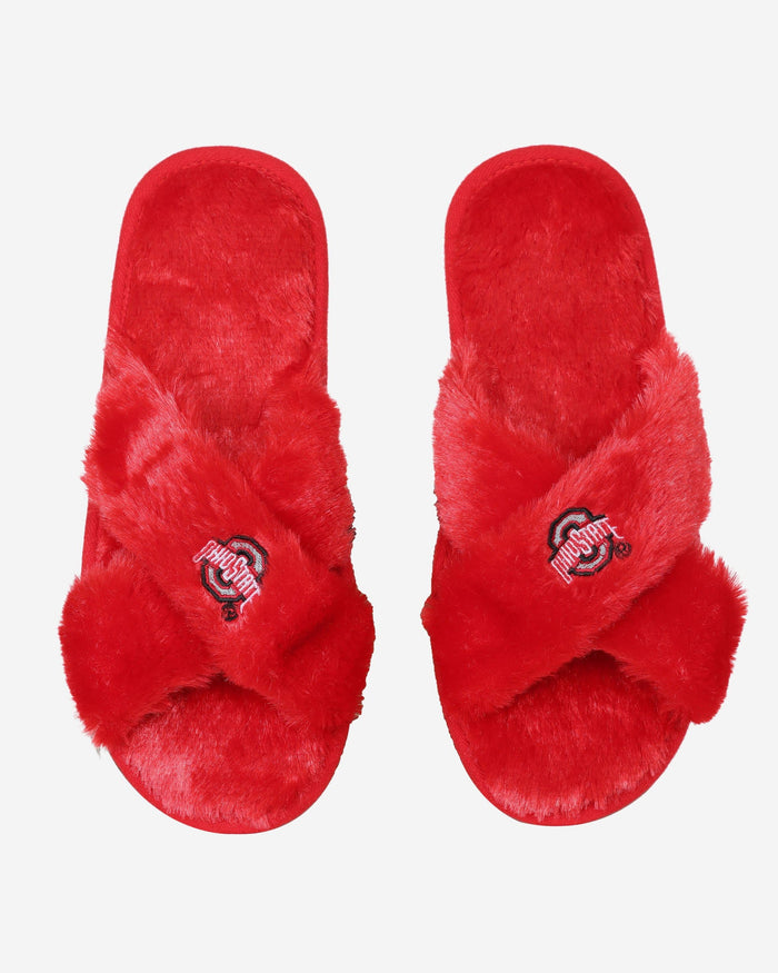 Ohio State Buckeyes Womens Script Wordmark Fur Cross Slide FOCO S - FOCO.com