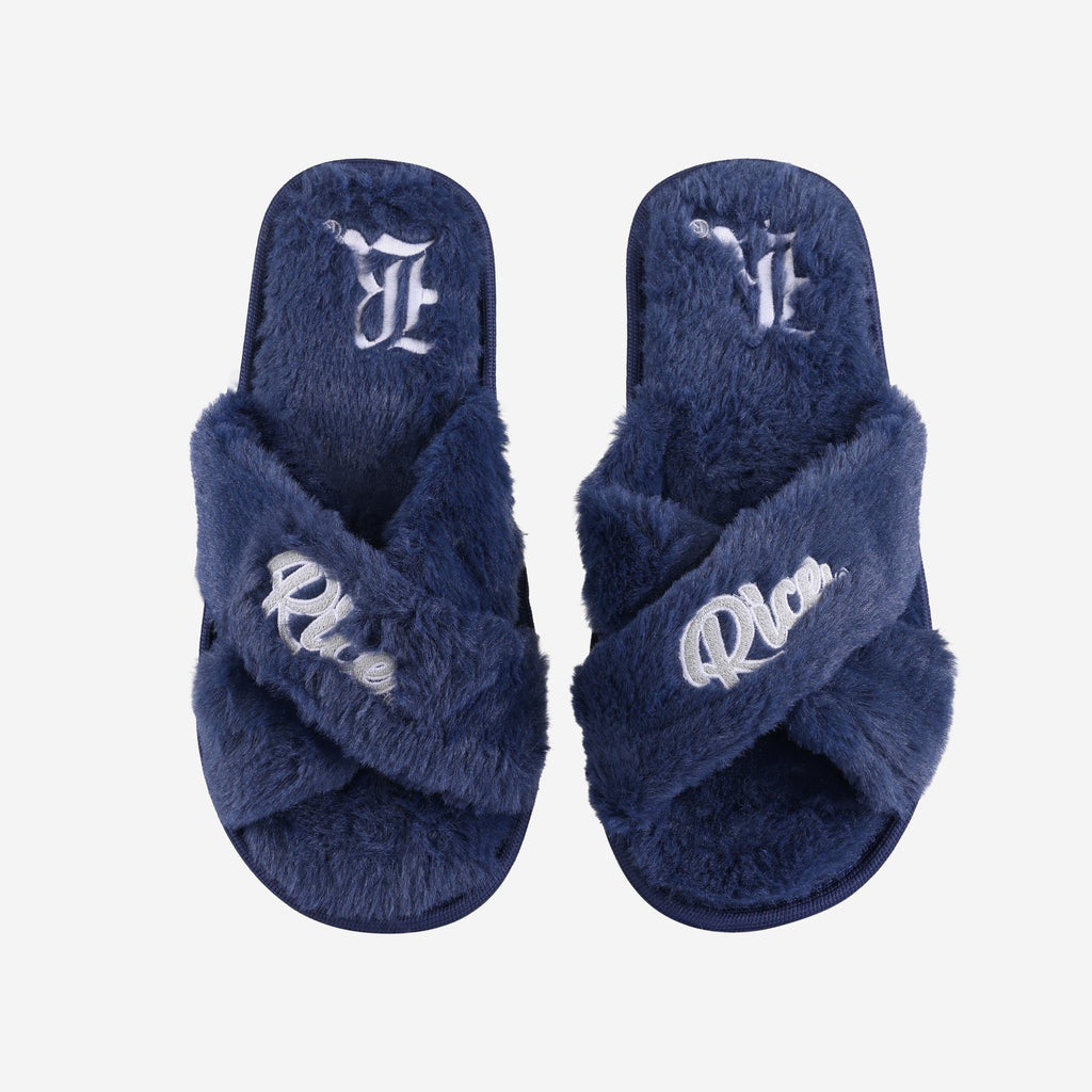 Rice Owls Womens Script Wordmark Fur Cross Slide FOCO S - FOCO.com