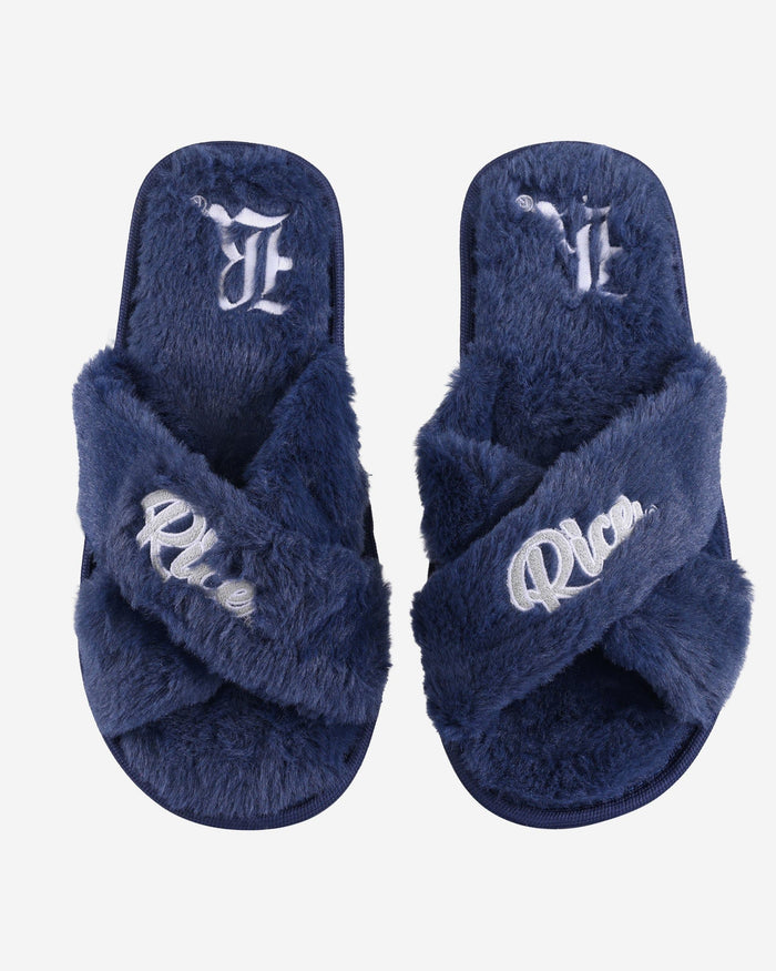 Rice Owls Womens Script Wordmark Fur Cross Slide FOCO S - FOCO.com