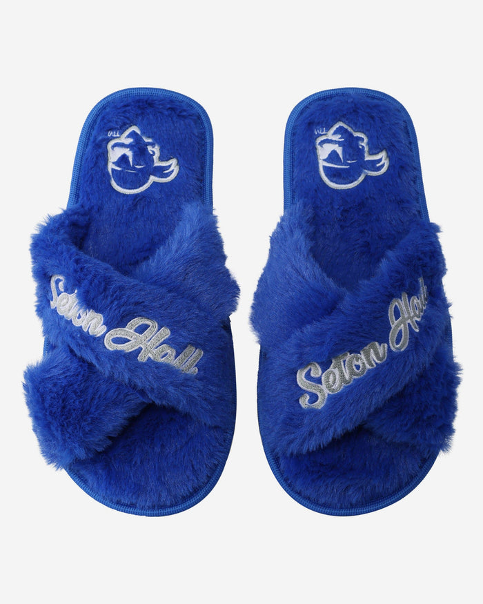 Seton Hall Pirates Womens Script Wordmark Fur Cross Slide FOCO S - FOCO.com