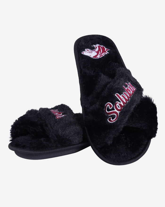 Southern Illinois Salukis Womens Script Wordmark Fur Cross Slide FOCO - FOCO.com