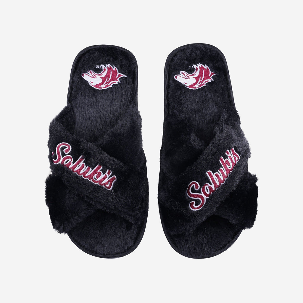 Southern Illinois Salukis Womens Script Wordmark Fur Cross Slide FOCO S - FOCO.com