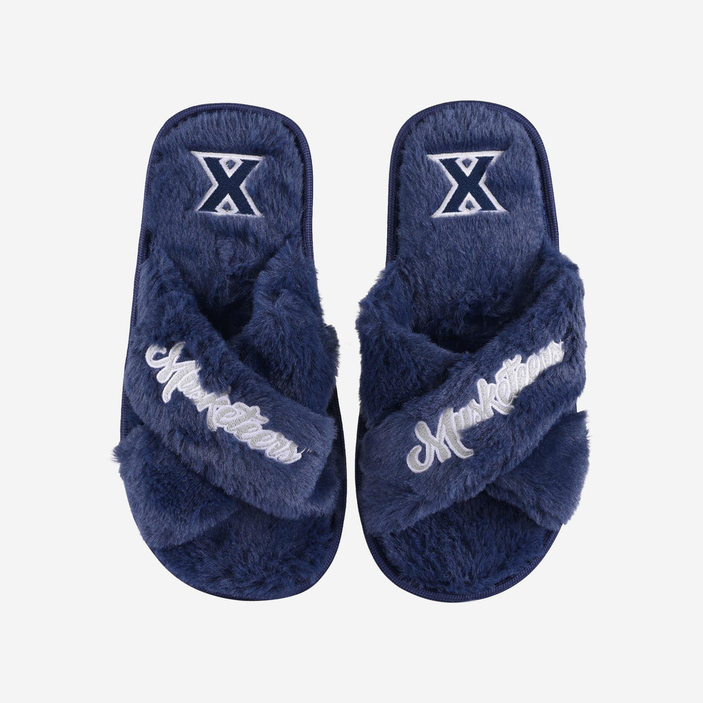 Xavier Musketeers Womens Script Wordmark Fur Cross Slide FOCO S - FOCO.com