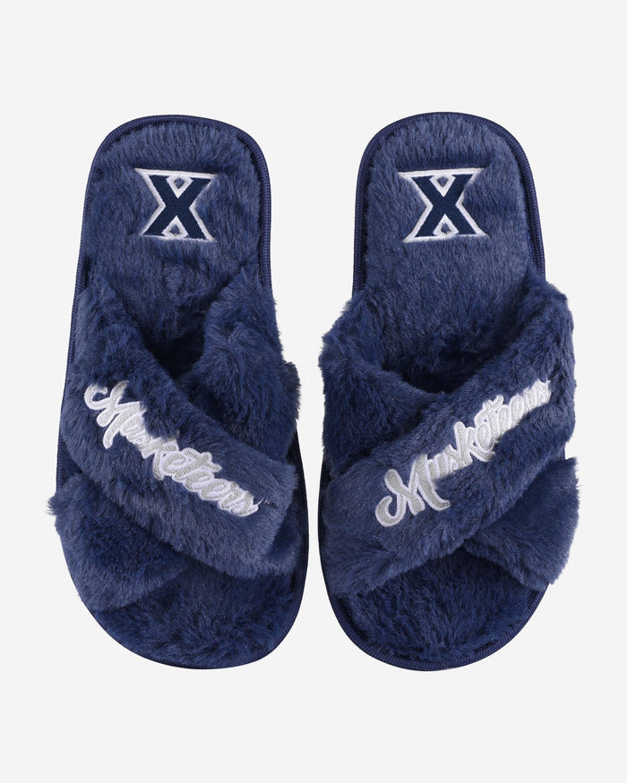 Xavier Musketeers Womens Script Wordmark Fur Cross Slide FOCO S - FOCO.com