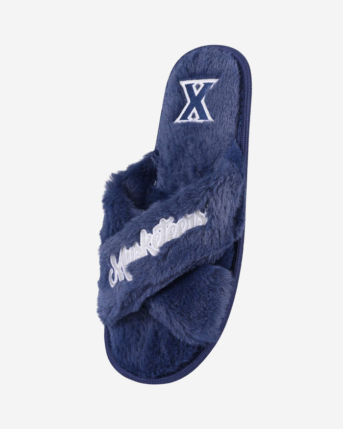 Xavier Musketeers Womens Script Wordmark Fur Cross Slide FOCO - FOCO.com