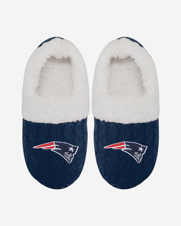 New England Patriots Womens Team Color Moccasin Slipper FOCO - FOCO.com