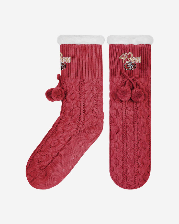 San Francisco 49ers Womens Cable Knit Footy Slipper Socks FOCO - FOCO.com