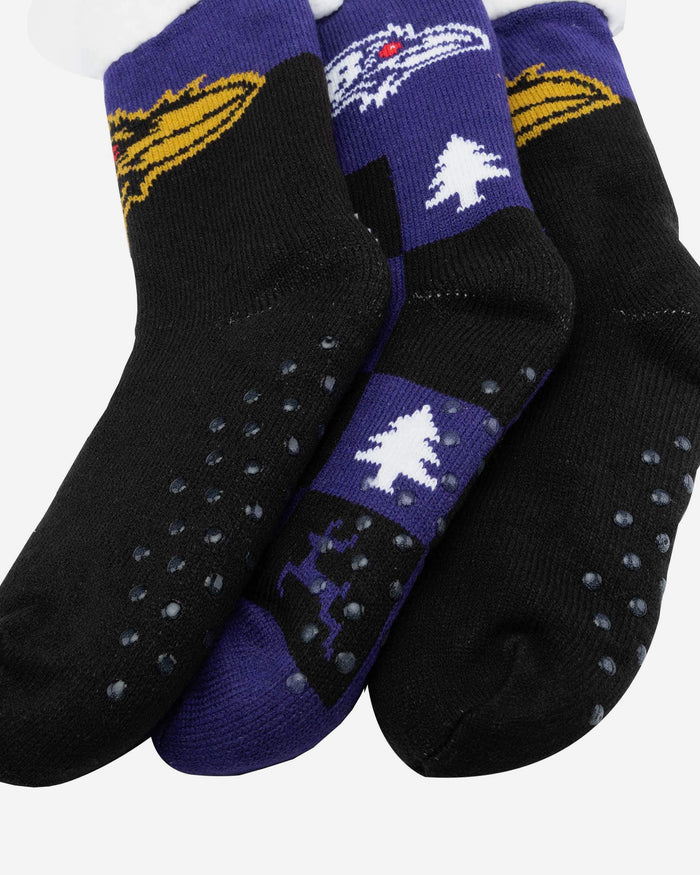 Baltimore Ravens Womens Fan Footy 3 Pack Slipper Socks FOCO - FOCO.com