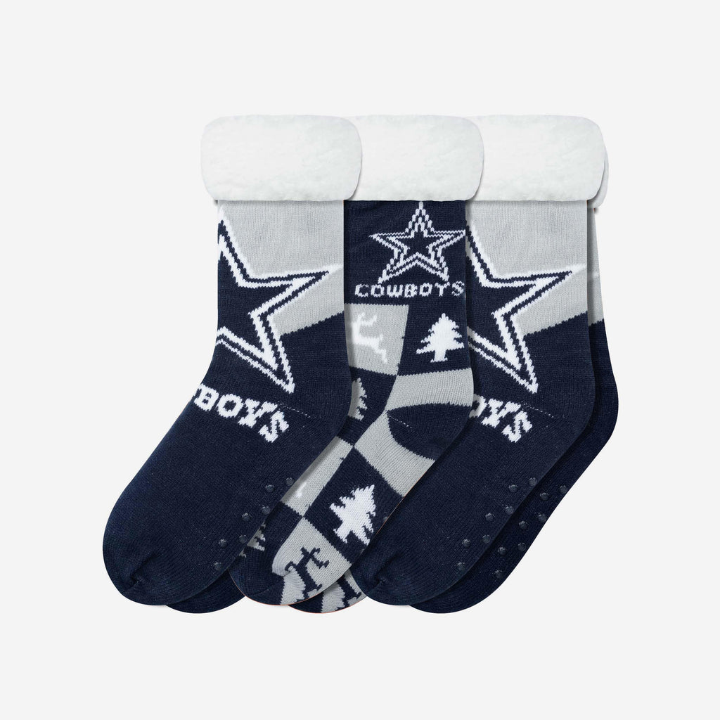 Dallas Cowboys Womens Fan Footy 3 Pack Slipper Socks FOCO - FOCO.com