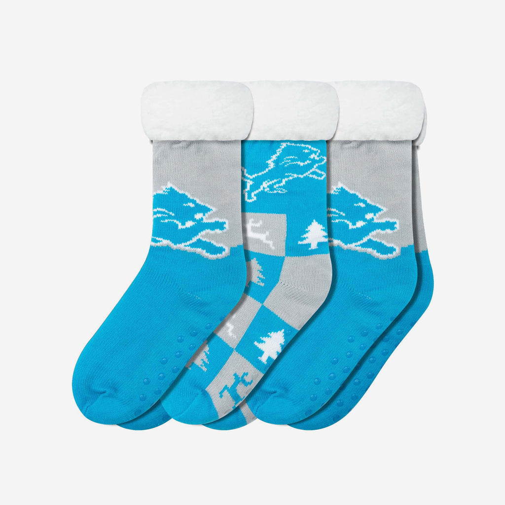 Detroit Lions Womens Fan Footy 3 Pack Slipper Socks FOCO - FOCO.com