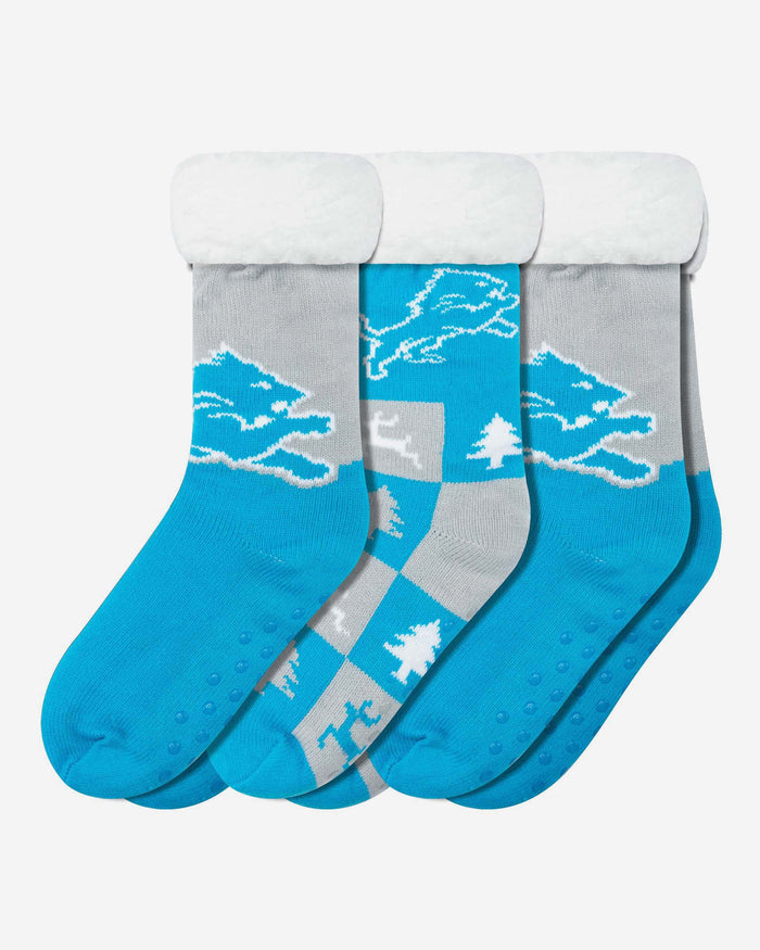 Detroit Lions Womens Fan Footy 3 Pack Slipper Socks FOCO - FOCO.com