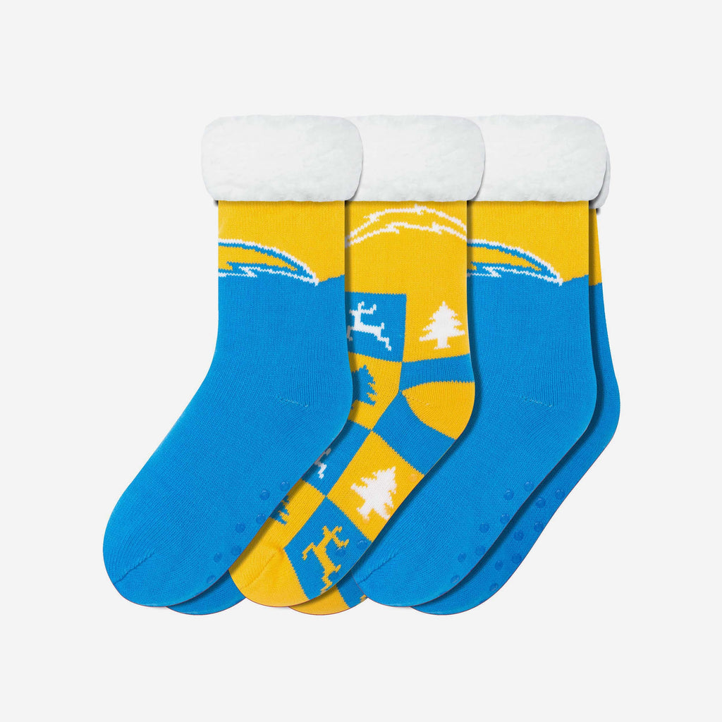 Los Angeles Chargers Womens Fan Footy 3 Pack Slipper Socks FOCO - FOCO.com