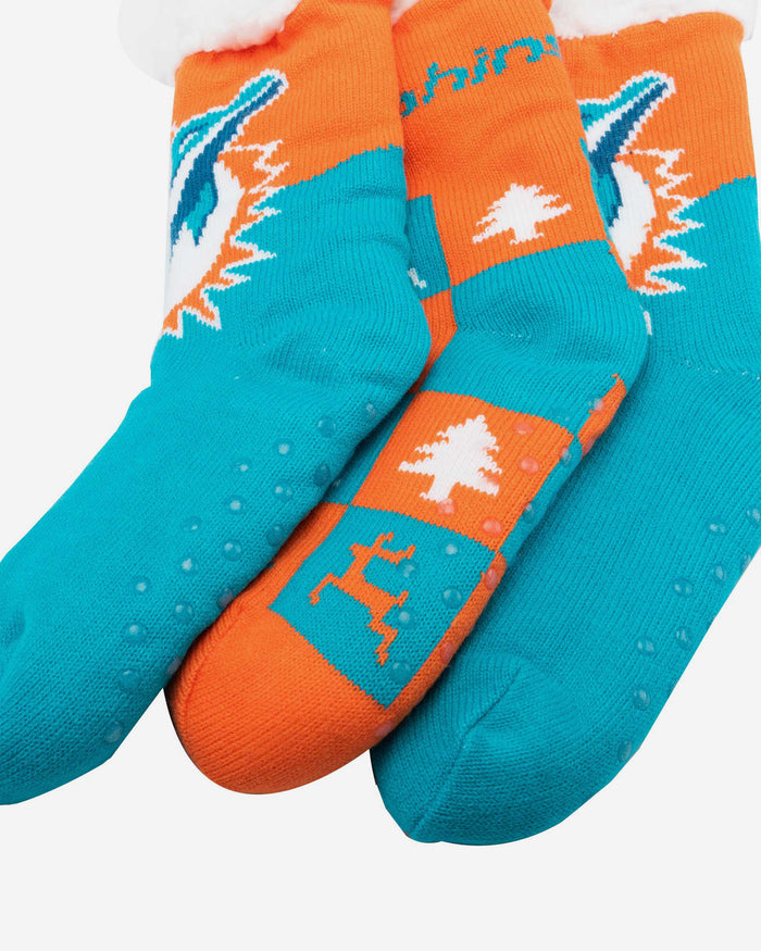 Miami Dolphins Womens Fan Footy 3 Pack Slipper Socks FOCO - FOCO.com