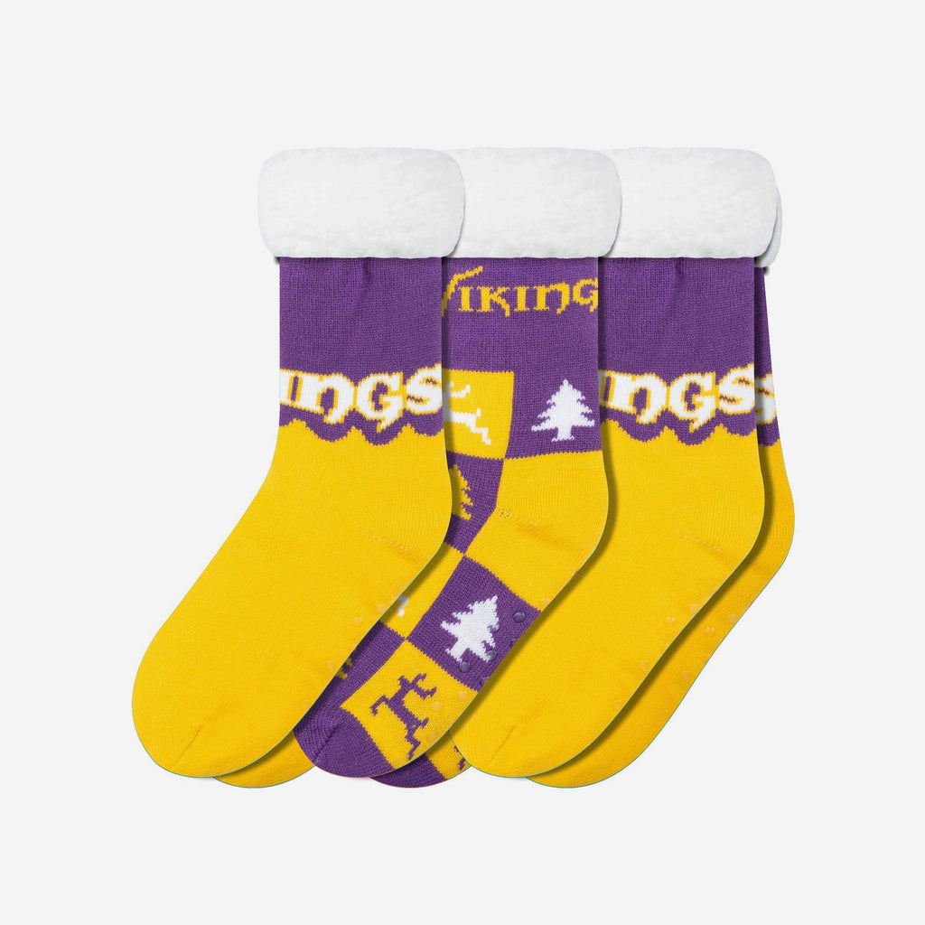 Minnesota Vikings Womens Fan Footy 3 Pack Slipper Socks FOCO - FOCO.com