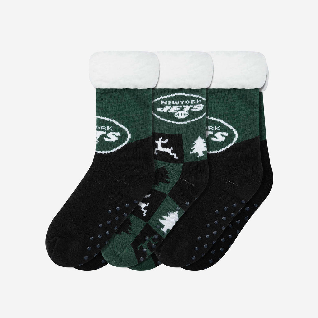 New York Jets Womens Fan Footy 3 Pack Slipper Socks FOCO - FOCO.com