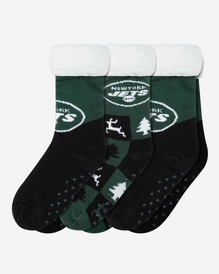 New York Jets Womens Fan Footy 3 Pack Slipper Socks FOCO - FOCO.com