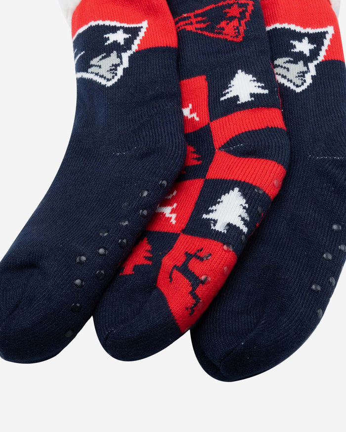 New England Patriots Womens Fan Footy 3 Pack Slipper Socks FOCO - FOCO.com