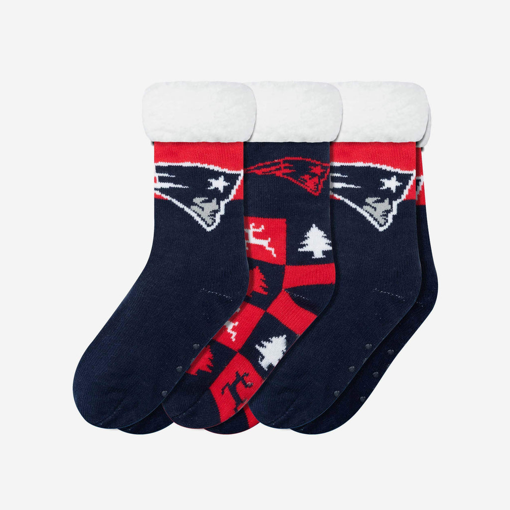 New England Patriots Womens Fan Footy 3 Pack Slipper Socks FOCO - FOCO.com