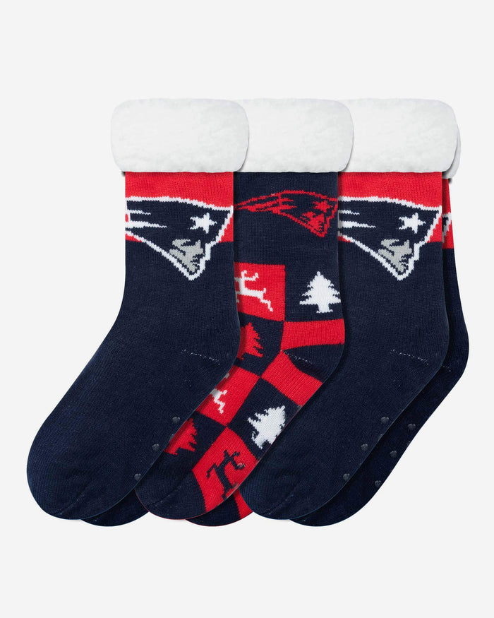 New England Patriots Womens Fan Footy 3 Pack Slipper Socks FOCO - FOCO.com