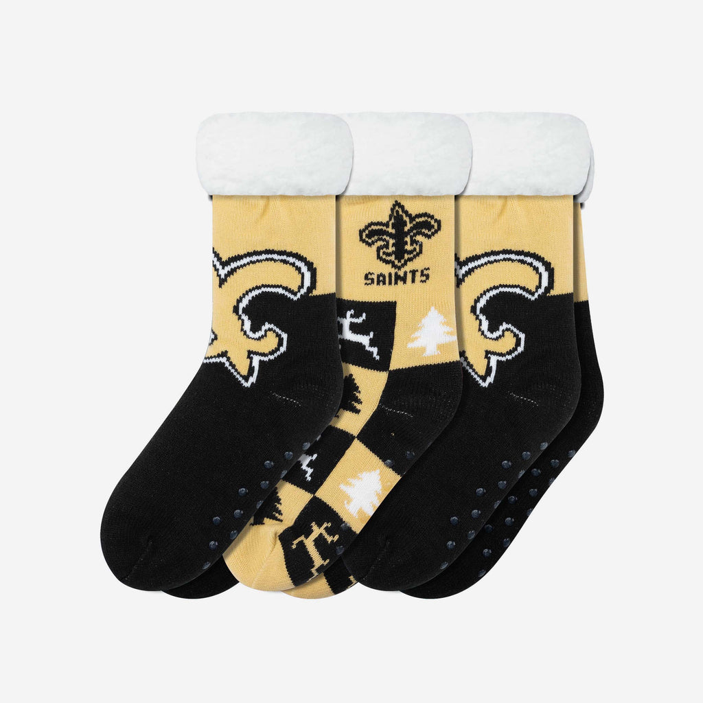 New Orleans Saints Womens Fan Footy 3 Pack Slipper Socks FOCO - FOCO.com