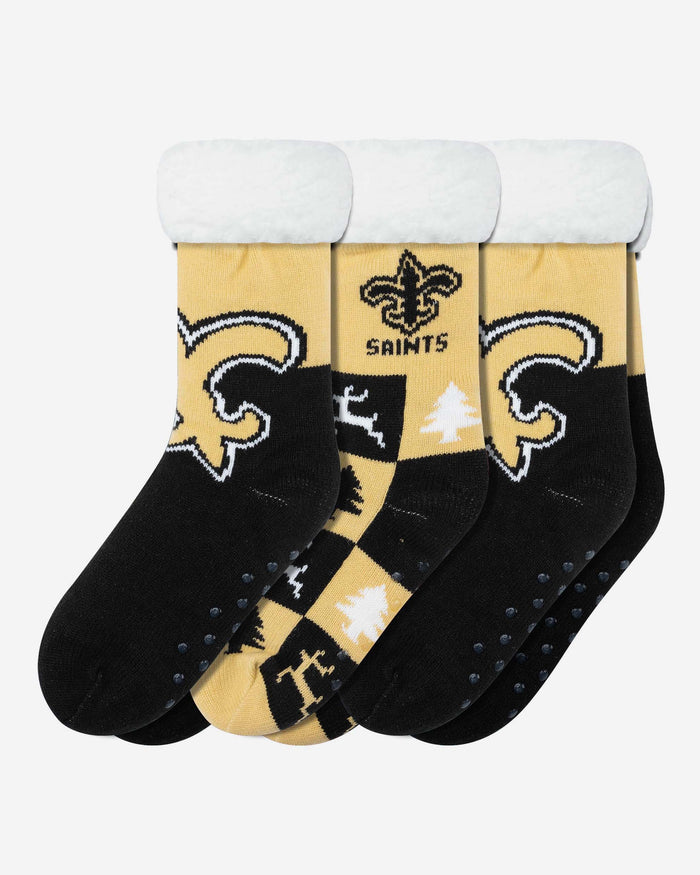 New Orleans Saints Womens Fan Footy 3 Pack Slipper Socks FOCO - FOCO.com