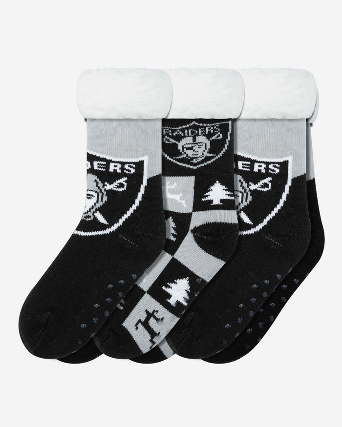 Las Vegas Raiders Womens Fan Footy 3 Pack Slipper Socks FOCO - FOCO.com