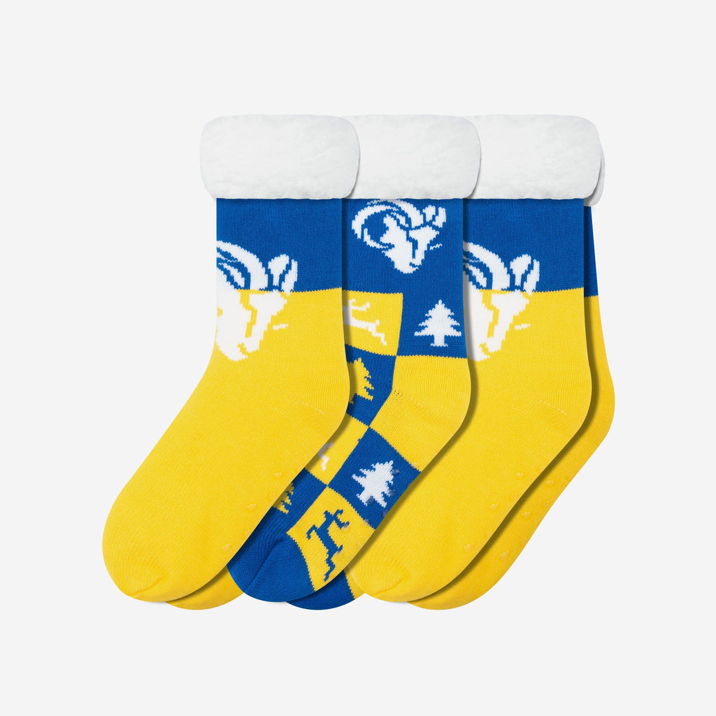 Los Angeles Rams Womens Fan Footy 3 Pack Slipper Socks FOCO - FOCO.com