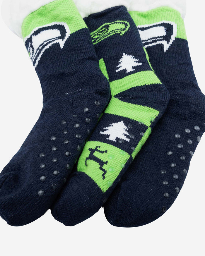 Seattle Seahawks Womens Fan Footy 3 Pack Slipper Socks FOCO - FOCO.com