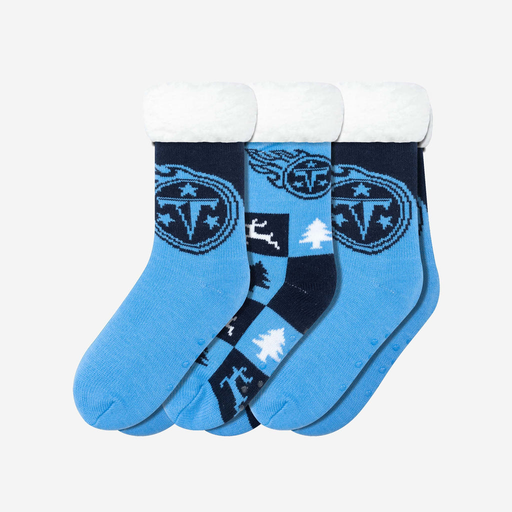 Tennessee Titans Womens Fan Footy 3 Pack Slipper Socks FOCO - FOCO.com