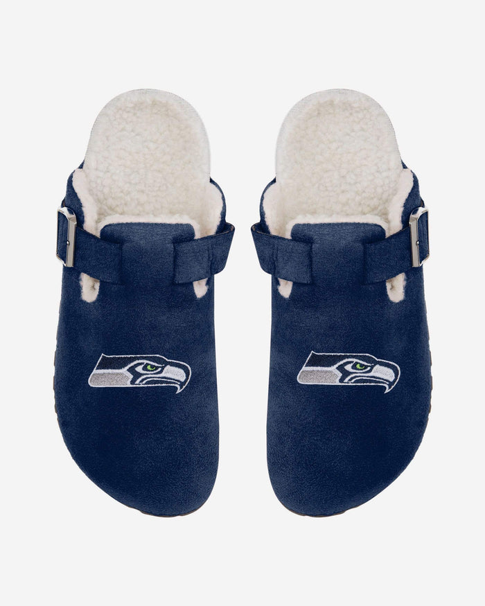 Seattle Seahawks Womens Fur Buckle Clog Slipper FOCO S - FOCO.com