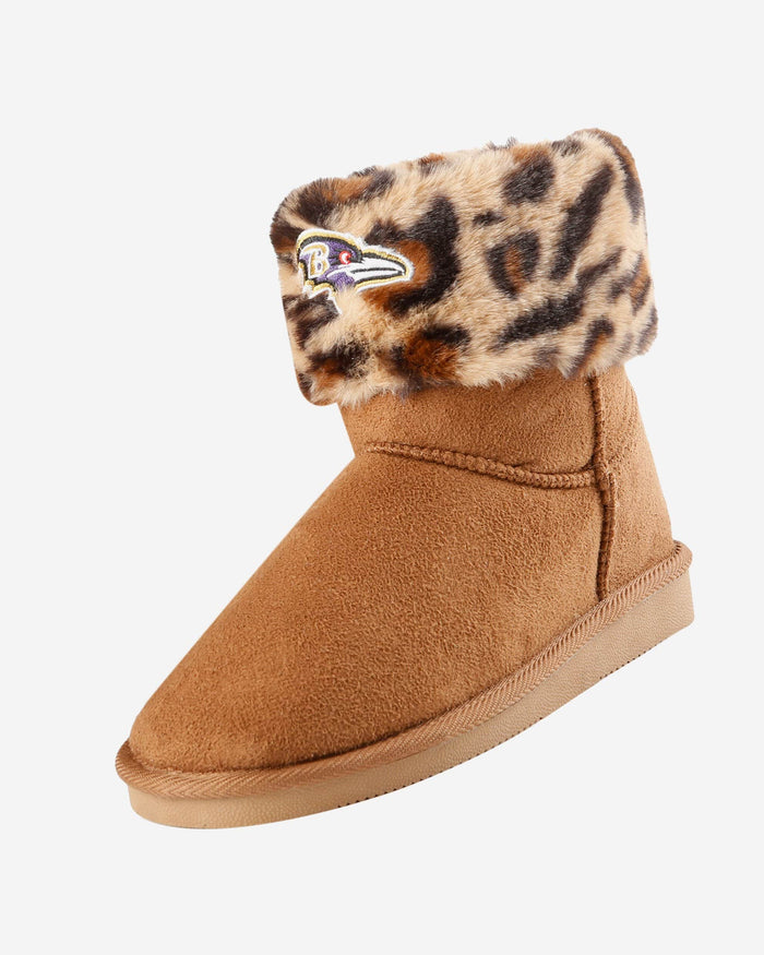 Baltimore Ravens Womens Cheetah Fur Boot FOCO - FOCO.com