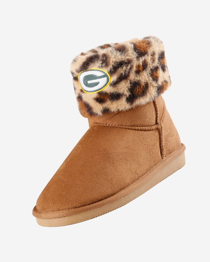 Green Bay Packers Womens Cheetah Fur Boot FOCO - FOCO.com