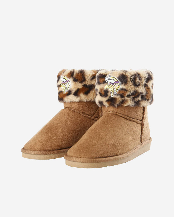 Minnesota Vikings Womens Cheetah Fur Boot FOCO - FOCO.com