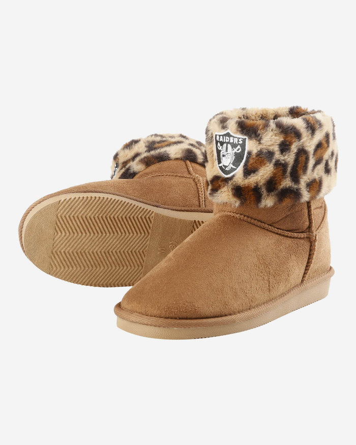 Las Vegas Raiders Womens Cheetah Fur Boot FOCO - FOCO.com